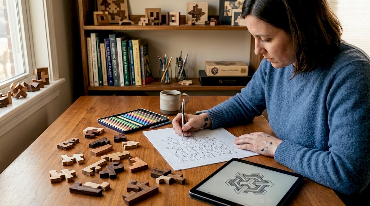 Designer sketching next-gen puzzle concept