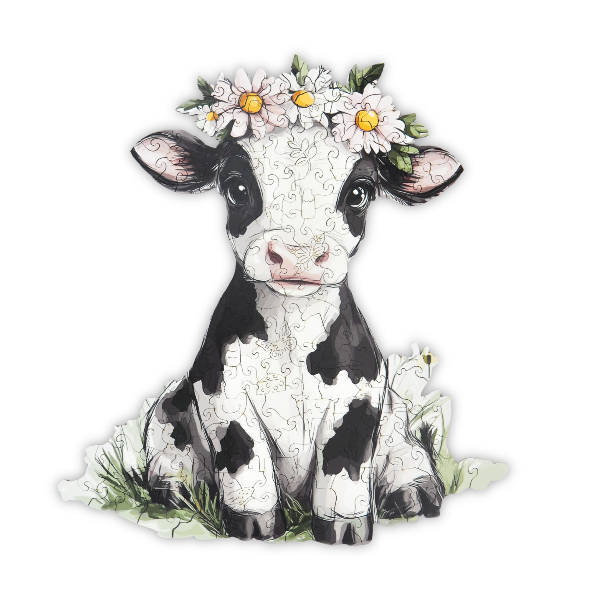 SnugglyCow_transparent1 Hyggelig Ko Puslespil - Billede 1
